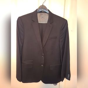 Express men's solid black fitted suit 40S 32x30